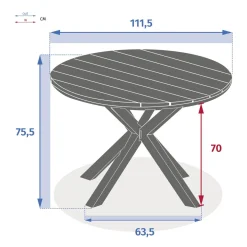 Table de jardin ronde ORIENGO Acacia & Graphite