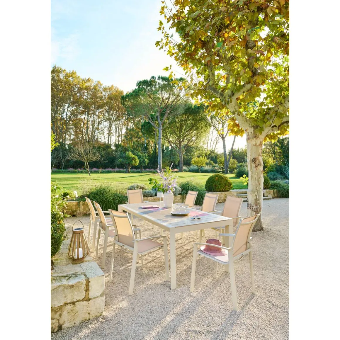 Table de jardin ÉVASION Effet bois Lin & Argile