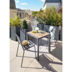Table de jardin ÉVASION Effet bois Honey & Graphite