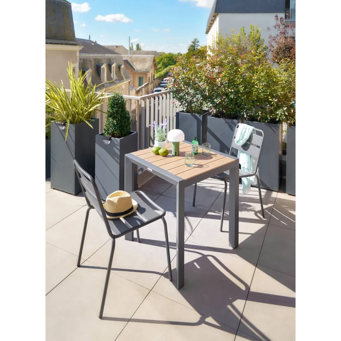 Table de jardin ÉVASION Effet bois Honey & Graphite