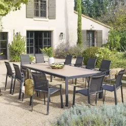 Table de jardin ÉVASION Effet bois Honey & Graphite