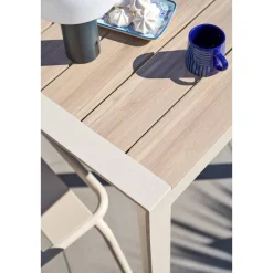 Table de jardin ÉVASION Effet bois Lin & Argile