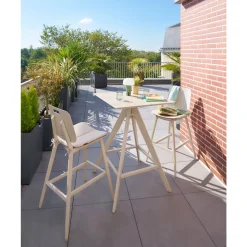Table haute de jardin carrée TERZANO Vanille & Argile