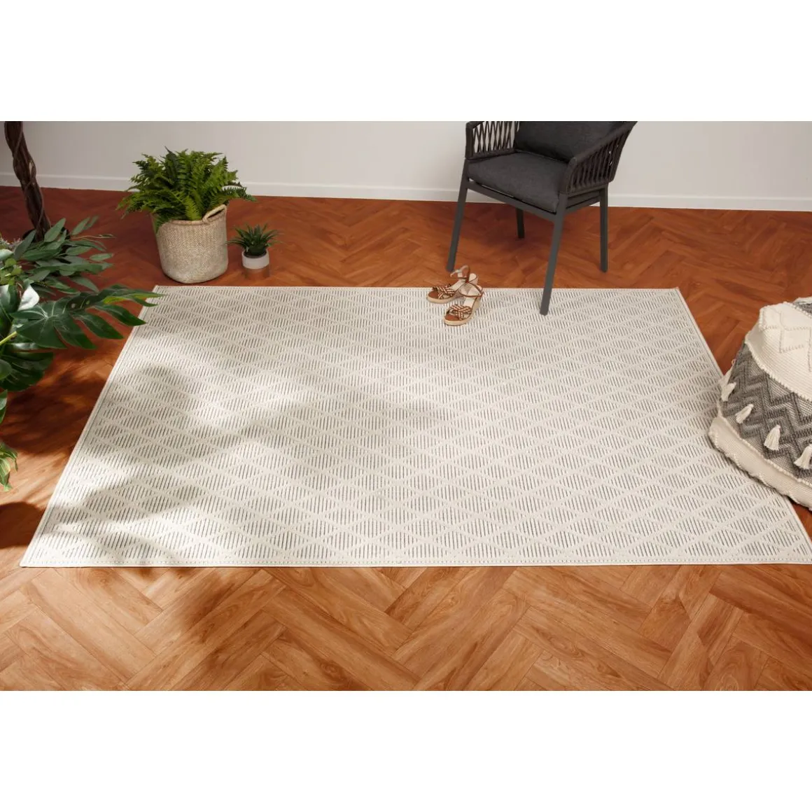 Tapis d'extérieur et d'intérieur GRAY Motifs losange Gris