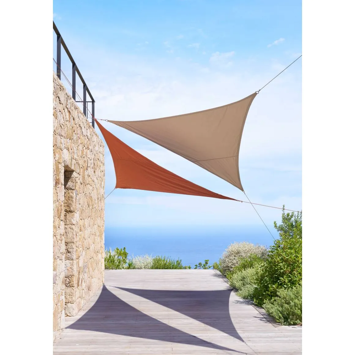 Voile d'ombrage triangulaire ELYORA Café
